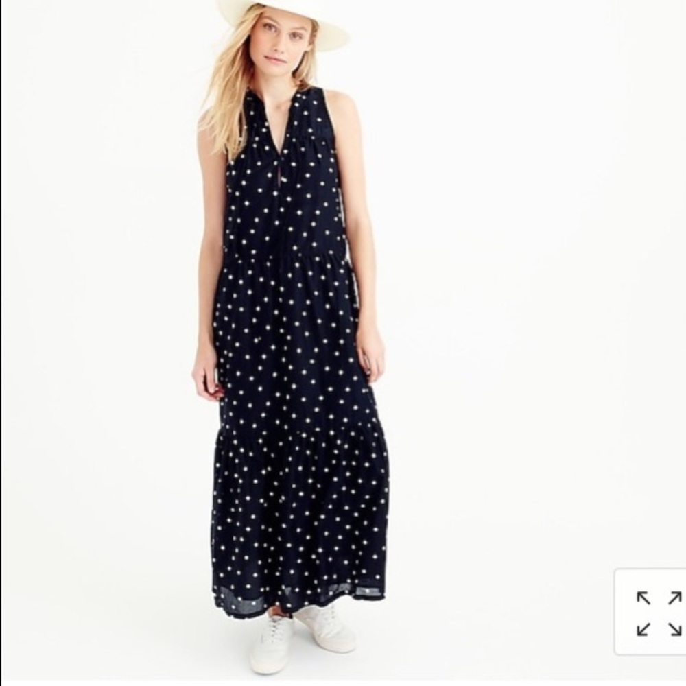J.CREW Polka Dot Tiered Maxi Dress